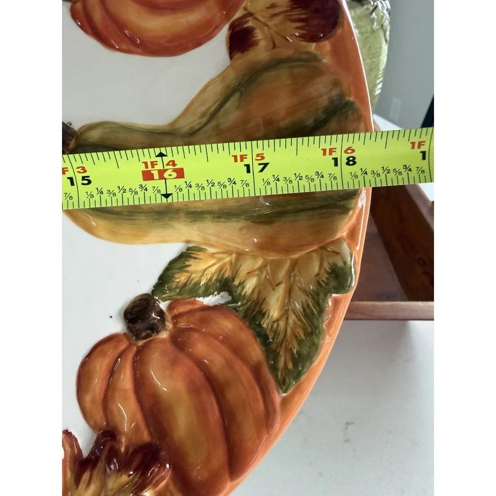 Burton + Burton Grateful Harvest Pumpkin Oval Serving Platter 18